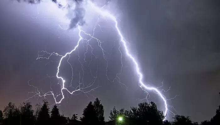 Large lighting strike during storm
